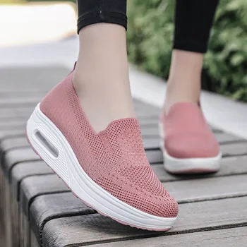 2022 stil Nou o pedala pus piciorul fund gros a crescut cu pernă de aer sport leagăn pantofi ochiurilor de plasă respirabil casual pantofi pentru femei