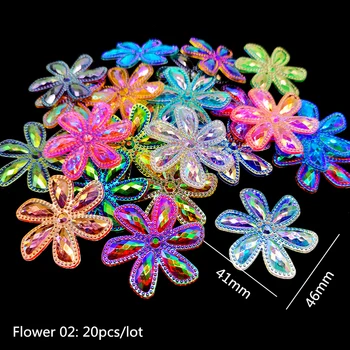 20buc Amestecat Flori Acrilice Decor Meserii Cabochon Scrapbooking Ornamente Flatback Nail Art Îmbrăcăminte Margele DIY #Mix-02