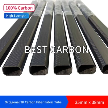 25mm x 38mm x 420mm de Înaltă Calitate Octogonal 3K Fibra de Carbon Tesatura Rana/Tărăgănat/Țesute Tub de Carbon Tail Boom