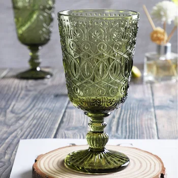 270ml 9oz Colorate Cupă de Vin de Sticlă de Apă Apăsat Skyblue, Verde, Mov Vintage Relief de bun augur Model de Cloud Cupa de Sticla