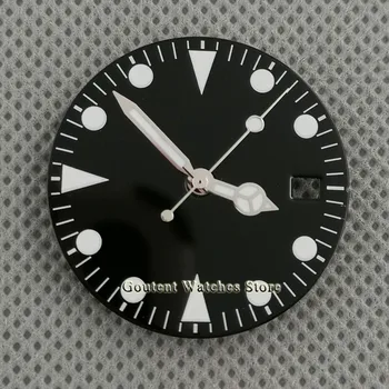 28.5 mm negru ceas cu Cadran Verde Mâinile Luminos se potrivesc ETA 2836 2824 Miyota 8215 821A，DG2813 3804 Circulație