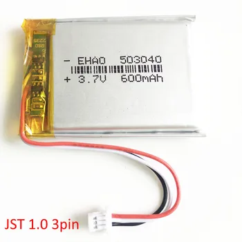 3.7 V 600mAh Lipo baterie Reîncărcabilă cu JST 1.0 mm 3 pin connector Litiu-Polimer Pentru Mp3, DVD, Camera GPS bluetooth 503040