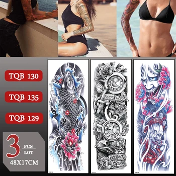 3 buc/lot Impermeabil Tatuaj Temporar Autocolant Pentru Barbati Femei Body Art, Mare, Bratul Craniu Flash Brațul Tatuaje False Autocolante