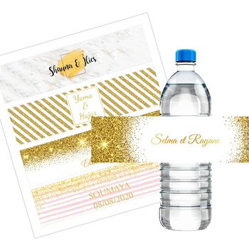 30pcs Personaliza Aur de Lux Temă Sticla Etichete Autocolante Personalizate de Text Autocolant Duș pentru Copii zile de Nastere de Botez, Decor Nunta