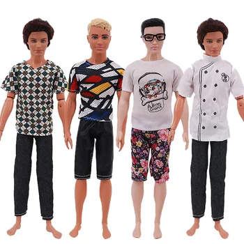 32 Cm Ken 4 Buc Haine Mix de Stiluri pentru Bărbați Costume T-shirt Luptă Truda pantaloni Scurți Pantaloni se Potrivesc Barbie Papusa Ken Jucărie Accesorii