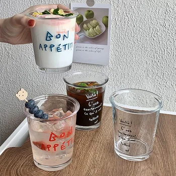 320ml coreean Scrisoare de Sticlă Ceașcă de Ceai cu Bule Cafeaua cu Lapte de Băut Bere Pahare Clar Epocă Apă Suc de Cana Cana Drinkware Cadou