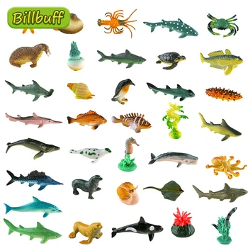 36pcs de Simulare de Animale Ocean Colecție de Seturi de Model Rechin Balena Turtle Crab Delfin Figurine jucarii Educative pentru copii