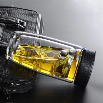 380ml Dublu Perete de Sticlă Sticle de Apă Pentru Dink Ceai cu Infuzor Pahar Filtre din Oțel Inoxidabil Filtru de Ceai de Călătorie Drinkware