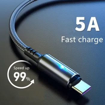 3A USB cu LED-uri C Cablu Micro USB Indicator Cablu de Încărcare Rapidă Pentru Huawei Mate 40 Samsung Xiaomi Telefonul Mobil Android Sârmă Cablu 2M