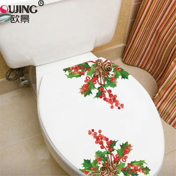 3D Flori de Cires Toaletă Autocolant Perete Frigider Dulap Fereastra de Artă Murală Decor de Crăciun din PVC, Auto-adeziv Poster Tapet