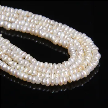 4.4 mm Naturale pure real perle de apă dulce margele pentru femei bijuterii de luare de monede plat rotund alb perle margele bratari