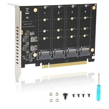 4 Port M. 2 Nvme SSD PCIE X16M Cheie Hard Disk Converter Cititor de Card de Expansiune, 4 X 32Gbps Viteza de Transfer (PH44)