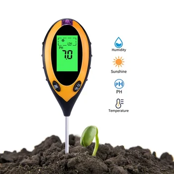 4 În 1 PH-metrului Digital de Umiditate a Solului Monitoriza Temperatura Soarelui Aciditate Tester Alcaline Instrument de Testare pentru Gradinarit Plante Agricole