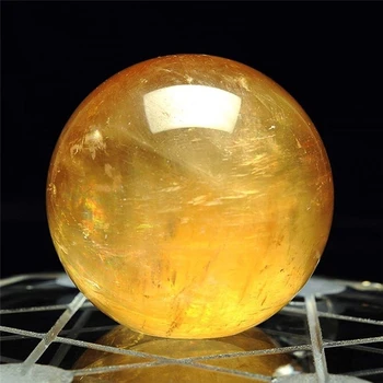 40MM Galben Naturale Citrin Calcit, Cristal de Cuarț Sfera Minge de Vindecare Piatră prețioasă