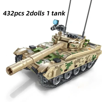 432pcs-al doilea Război Mondial Fier cu Sânge Militare Grele Tanc Principal de Luptă Băiat Puzzle Asamblat Blocuri de Constructii pentru Copii Jucarie Cadou