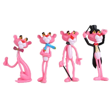 4buc Disney Pink Panther Jucărie Cifre Roz Animale Drăguț Papusa Micro Peisaj Decor Desene animate Obraznic Leopard Model pentru Copil Cadou