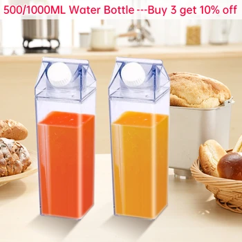 500/1000ml Transparent Lapte Sticla de Apa Drinkware Agitator Sport Pătrat Lapte Apa Suc Cafea Sticla de Turism în aer liber Cană