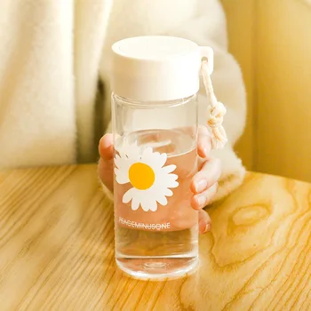 500ML Mici Daisy Transparent Sticla de Apa de Plastic BPA Free de Sport în aer liber cu Apă Cupa de Vară pentru studenți Portabil Cana de Apa cu Coarda