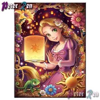 5d Diamant Pictura cruciulițe Rapunzel fata cu animale DIY Pătrat complet\Tur Broderie Stras Fată imagine cadou de Vacanță