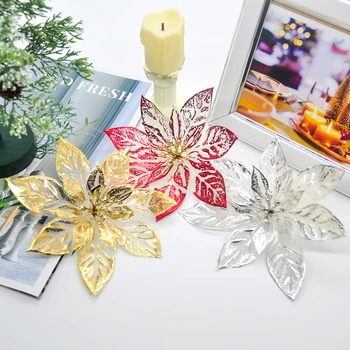 5PCS Decor de Crăciun Flori Artificiale Flash Flori Artificiale DIY Nunta Coroană de Arbore de Decor Decor Acasă