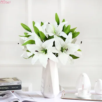5pcs flori artificiale Pânză de Mătase Lily Pentru Evenimente de Nunta Decor Petrecere Acasă Living Decorul Camerei de Plastic, Flori Artificiale