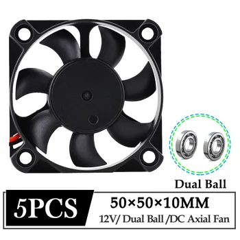 5Pcs/Lot Gdstime DC 12V Fan 50mmX50mmX10mm 50mm Dual Ball Bearing Mini Brushless Axial Ventilator de Răcire 5cm 5010B Industriale Cooler