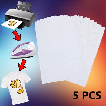 5pcs/Set Tricou A4 Hârtie de Transfer Fier Pe Căldură Apăsați Țesături Ușoare de Imprimare Inkjet Hârtie de Imprimare De Tricouri A4 Ambarcațiuni