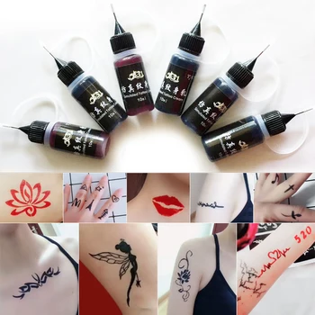 6 Culori DIY Tatuaj Gel 10ml Durată Suc de Tatuaj Crema rezistent la apă de Lungă Durată în condiții de Siguranță Fără Durere Suc de Tatuaj Crema Tattoo Art Instrument