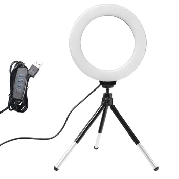 6 inch Mini LED-uri Video de pe Desktop Inel de Lumina Selfie Lampa Cu Trepied Suport USB Plug Pentru YouTube Live Photo Studio de Fotografie