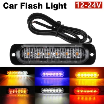 6 LED-uri Auto Flash de Lumină 12-24V 18W Impermeabil Camion Masina lanterne semnal de Urgență de Avertizare Pericol Flash, Strobe Light Bar