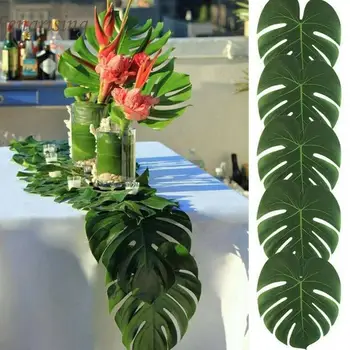 6pcs Artificiale broasca Testoasa Verde Frunze Împrăștiate Frunze de Coada Fals de Mătase, a Plantelor Pentru Nunta Petrecere Acasă Masa Decor de Frunze de Palmier