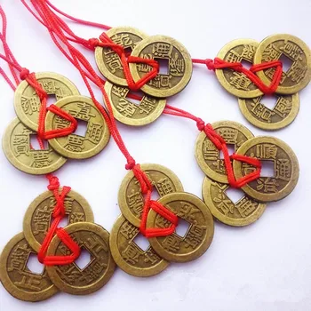 6Pcs Chineză Feng Shui Monede cu Handmade Rosu Enless Nod Home Decor Agățat Decor Norocos Ornamente pentru Masina de Avere Succes