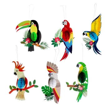 6pcs Pasăre Tropicală Fagure de miere Papagal Hawaii Vara, Bar pe Plajă, Banchet, Petrecere de Familie Clasă Ornamente DIY Decorare