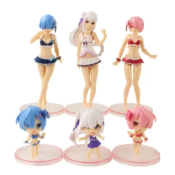 6Pcs/Set Nou Re:Viața într-o Lume Diferită De Zero Figura Anime Emilia Acțiune Figura Rem Ram Figurina de Colectie Jucarii Model