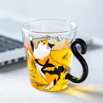8.5 oz Pisica Tipărite Cana de Cafea Drăguț Apă Suc de pahare cu Lapte Pentru micul Dejun Drinkware Animale, Pisoi Ceai Ceașcă de Cafea Pentru Acasă