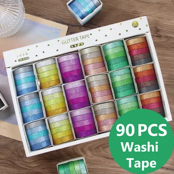 90 BUC/CUTIE Sclipici Pulbere Autocolante Cadou decor Bază Solidă de Culoare Diy Decorative Washi Tape
