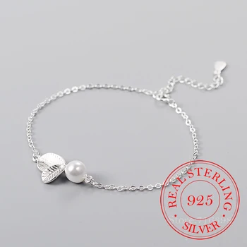 925 Sterling Silver Leaf Farmecul Bratari & Brățară Pentru Femei, Cadou De Ziua Femme Bijuterii Pearl Brățară