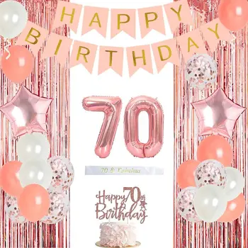 A crescut de Aur a 70-a Aniversare Petrecere Decoratiuni Confetti Baloane 70 & Fabulos Cercevea Perdea Franjuri pentru Femei de 70 de Ani Ziua de nastere