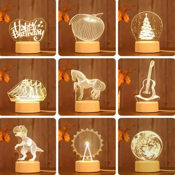 Acrilice Lampa de Noapte Desene animate Dragoste Cadou Creativ Birou LampChildren decorarea camerei 3D Masă Lămpi Pentru Camera de zi
