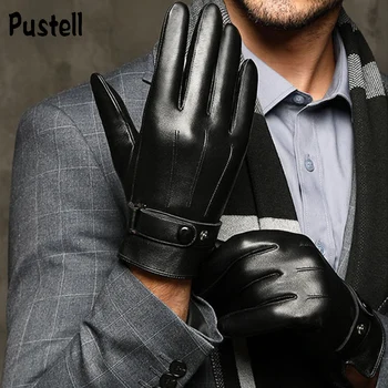 Afaceri Mănuși pentru Bărbați de Iarnă din Piele PU cu Ecran Tactil, Plus Catifea Ține de Cald Vânt de Conducere Toamna Masculin Mănuși Negre