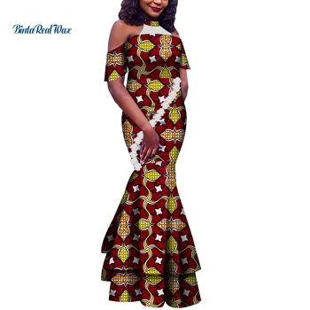 African Rochii pentru Femei de Imprimare Rochii Lungi Vestidos Bazin Riche Africane Petrecere de Nunta Sexy cu Maneci Scurte Rochii Ankara WY6611