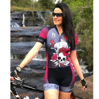 Agah Macaquinho Isa Ciclismo Feminino Femei Ciclism Salopeta cu Maneci Scurte în aer liber, Biciclete MTB TeamSkinsuit Bodysuit Monos Mujer