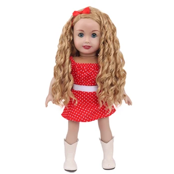 Aidolla 18inch American Doll Peruca Par Lung Ondulat Natural de Culoare de Înaltă Temperatură Fibre Papusa Accesorii Pentru Păpuși DIY Fata Cadou