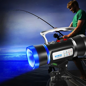 Albastru Alb Lumina LED-uri Portabile de Pescuit lanterna Lanterna cu COB Rază Lungă în aer liber Felinar Hanheld Reflectoarelor Încărca Telefonul