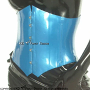Albastru metalizat Sexy Underbreast Latex Corsete Cu Siret La Spate Cauciuc Sutien Top de Îmbrăcăminte CY-0011