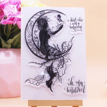 Alinacutle CLAR TIMBRE Sirena Cu Luna Fluture DIY Scrapbooking Album Carte de Hârtie Ambarcațiune de Cauciuc Silicon Transparent Timbru