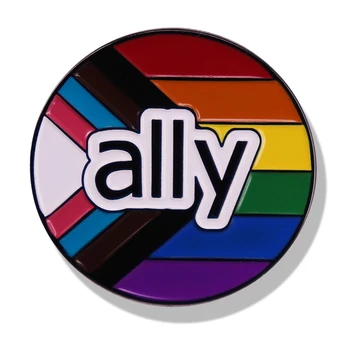 ALLY Progresul Mândrie Steagul Curcubeului LGBTQ Brosa Email Pin Broșe Metalice Insigne, Ace de Rever Jacheta Denim Accesorii Bijuterii Cadouri