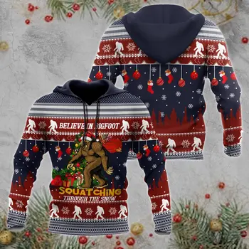 Amuzant Bigfoot Crăciun Fericit 3D Imprimate Toamna Barbati Hanorac Unisex Casual, Pulovere Zip Hoodie Streetwear sudadera hombre