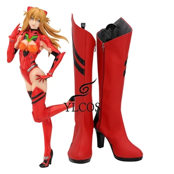 Anime EVA Asuka Langley Soryu Pantofi Petrecere de Halloween Roșu Cizme din Piele Personalizate