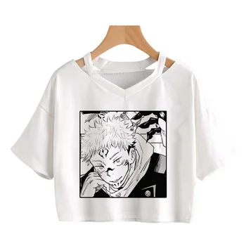 Anime-ul japonez Jujutsu Kaisen Tricou femeie Gojo Satoru T-shirt Yuji Itadori Crop Top Tee Cool Tricou Manga camiseta fata Îmbrăca